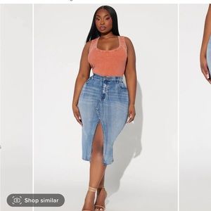 Fashionnova Anna Denim Midi Skirt - Medium Wash